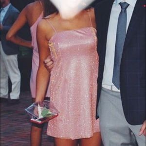 Lulu’s Pink Glitter Mini Dress